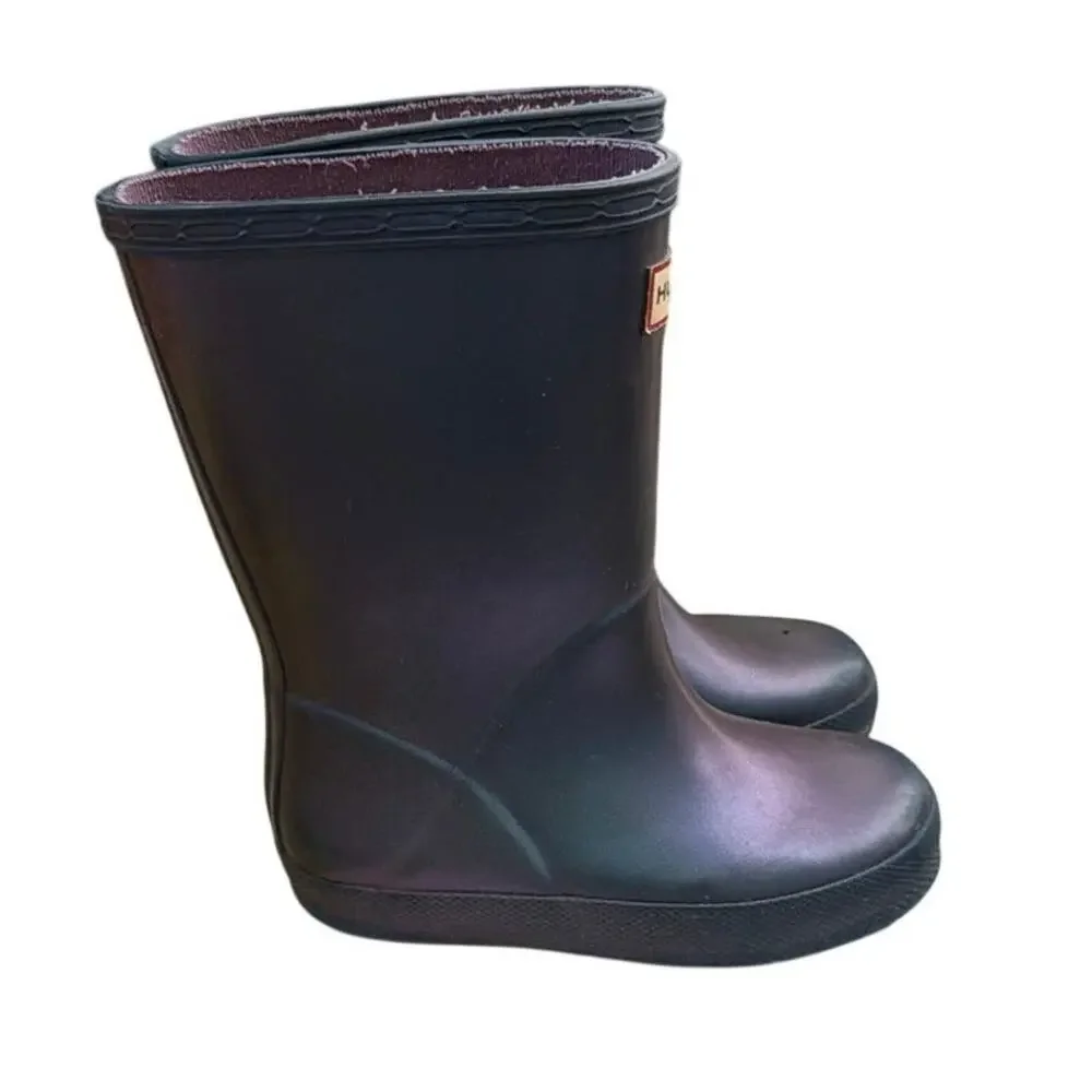 Hunter Kids First Classic Rain Boots Purple/Blue Rubber Pull On Toddler Size 8